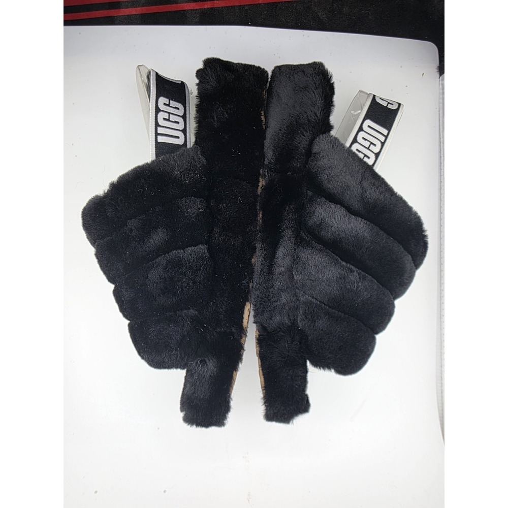 UGG Fluff Yeah Slide Black Fur Platform Sandals Women's Size 9 w/ Box - Picture 3 of 7